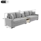 Christopher Knight Home Cale Canapé d'angle moderne 4 places en chenille de 325 cm avec console, accoudoir de rangement et oreillers