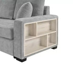 Christopher Knight Home Cale Canapé d'angle moderne 4 places en chenille de 325 cm avec console, accoudoir de rangement et oreillers