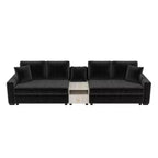Christopher Knight Home Cale Canapé d'angle moderne 4 places en chenille de 325 cm avec console, accoudoir de rangement et oreillers