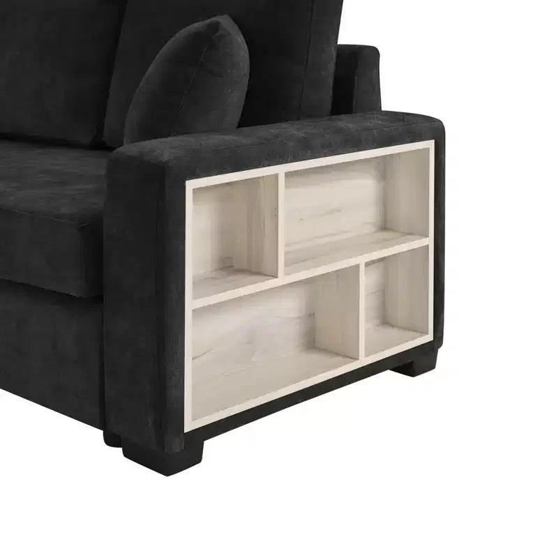 Christopher Knight Home Cale Canapé d'angle moderne 4 places en chenille de 325 cm avec console, accoudoir de rangement et oreillers