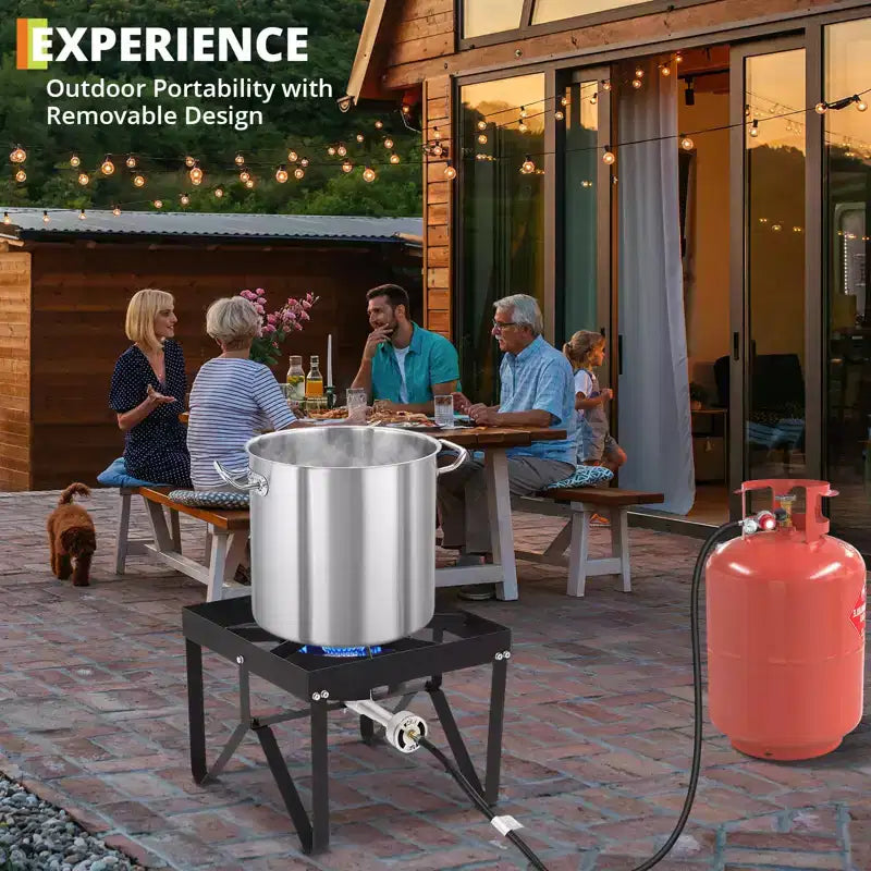 Brûleur à propane, réchaud à gaz haute pression 80 000 BTU, tuyau/régulateur de 1,2 m/sac d'eau pour cuisson en extérieur/ébullition de fruits de mer/friture de dinde
