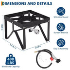 Brûleur à propane, réchaud à gaz haute pression 80 000 BTU, tuyau/régulateur de 1,2 m/sac d'eau pour cuisson en extérieur/ébullition de fruits de mer/friture de dinde