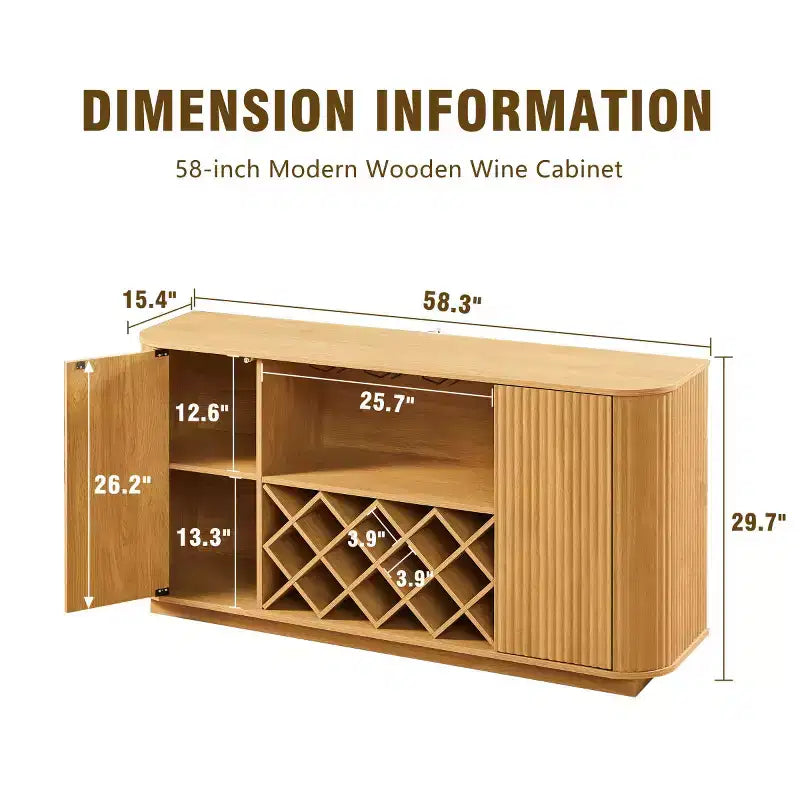 58" Buffet de vaisselle moderne, armoire de rangement de bar à café avec étagères réglables, meuble bar pour cuisine ou salle à manger - Panipeachy