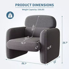 Fauteuil d'appoint moderne, Fauteuil de salon en bois, Fauteuil de lecture confortable pour Salon, Chambre, Appartement, Coin, Gris