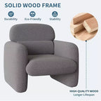 Fauteuil d'appoint moderne, Fauteuil de salon en bois, Fauteuil de lecture confortable pour Salon, Chambre, Appartement, Coin, Gris