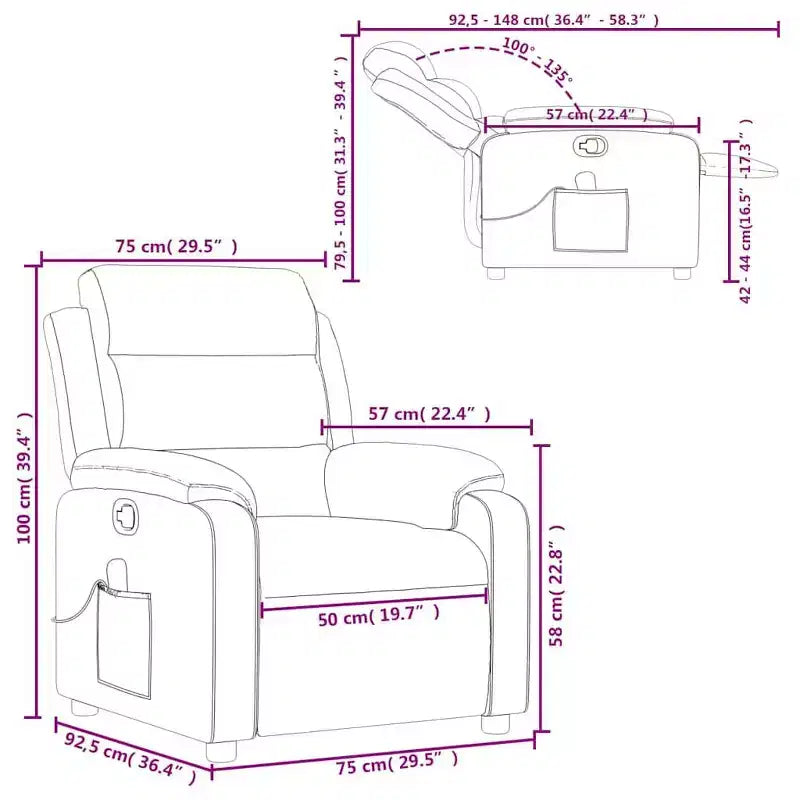 vidaXL Fauteuil inclinable de massage velours noir