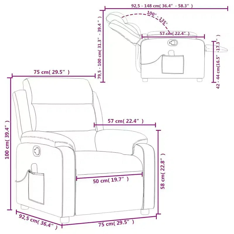 vidaXL Fauteuil inclinable de massage velours noir