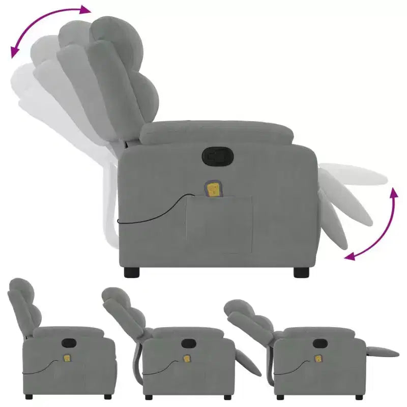 vidaXL Fauteuil inclinable de massage velours noir