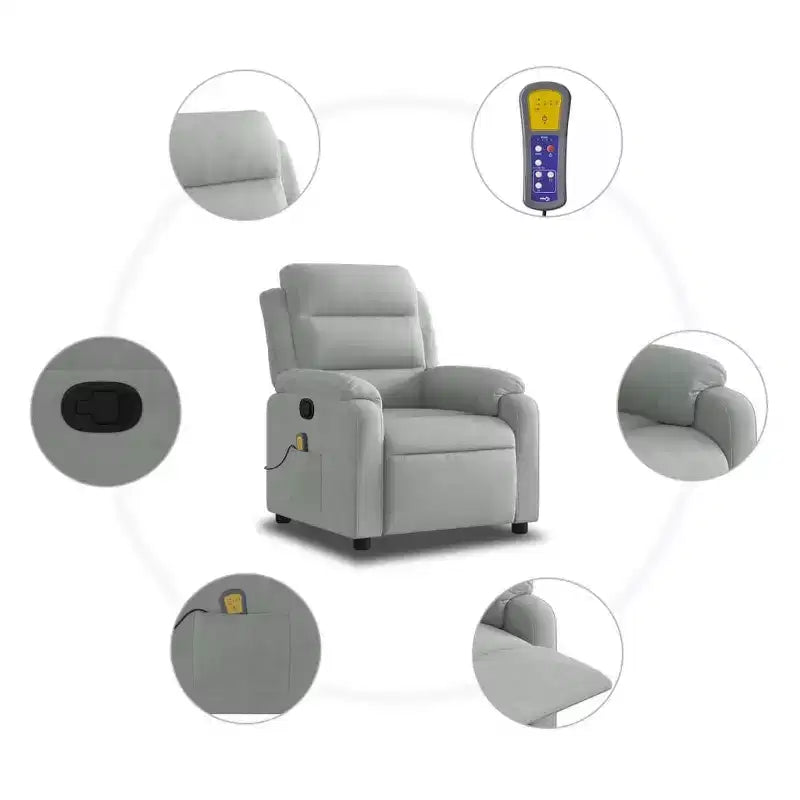 vidaXL Fauteuil inclinable de massage velours noir