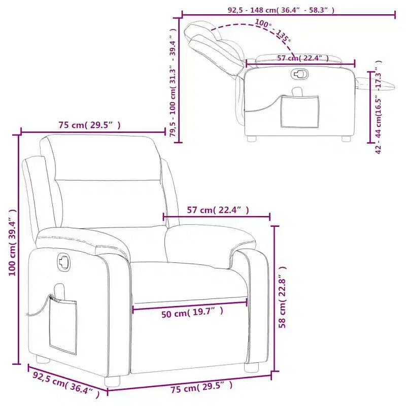vidaXL Fauteuil inclinable de massage velours noir
