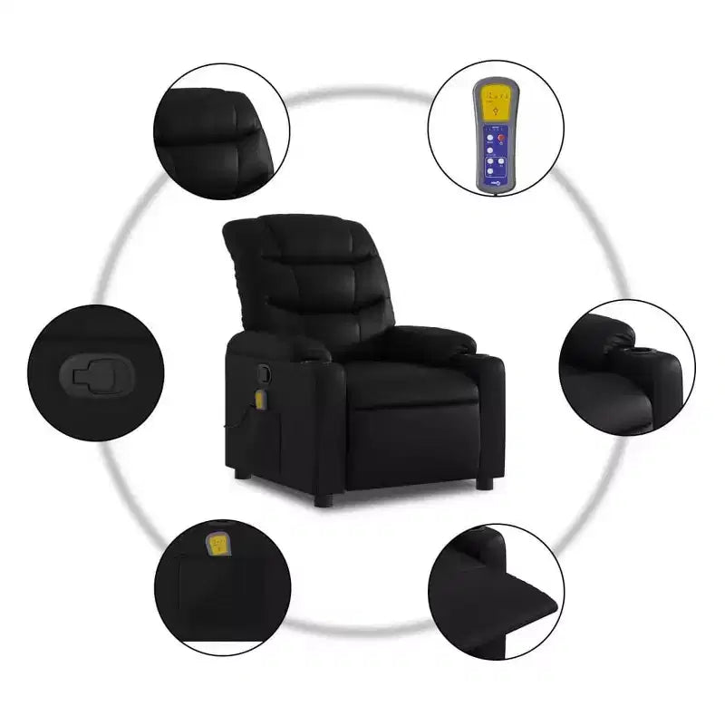 vidaXL Fauteuil inclinable de massage velours noir