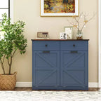 Meuble poubelle double basculant de style ferme Okak avec poubelles et tiroirs, meuble de rangement/buanderie/recyclage pour chambre à coucher, salle à manger