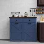 Meuble poubelle double basculant de style ferme Okak avec poubelles et tiroirs, meuble de rangement/buanderie/recyclage pour chambre à coucher, salle à manger