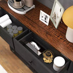 Meuble poubelle double basculant de style ferme Okak avec poubelles et tiroirs, meuble de rangement/buanderie/recyclage pour chambre à coucher, salle à manger