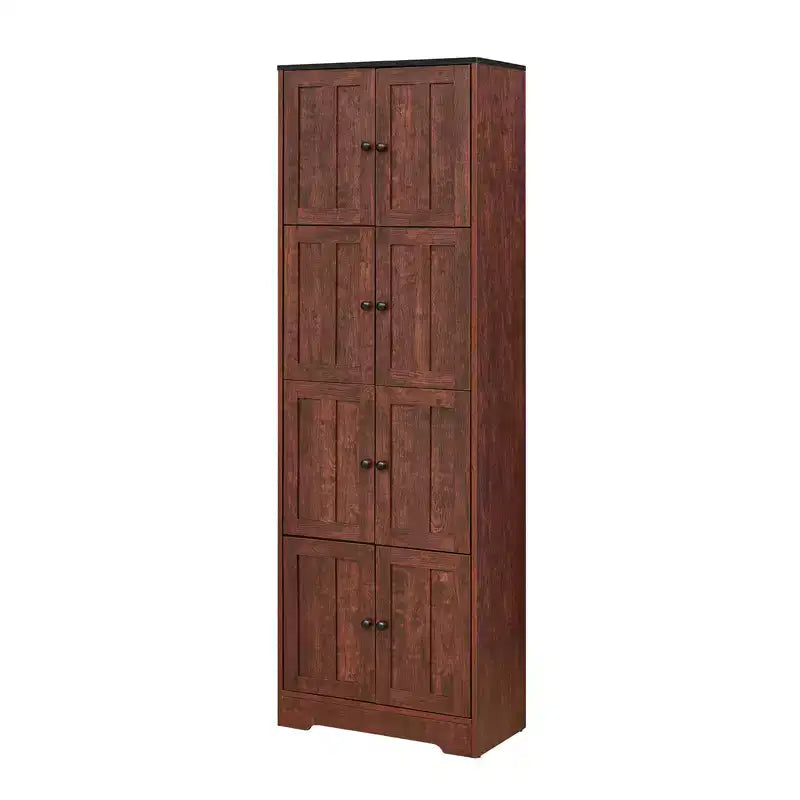 Meuble de Rangement Haut avec 8 Portes, Étagère à 4 Niveaux, Meuble Autoportant, Organisateur de Placard de Cuisine pour Chambre à Coucher, Entrée, Salon