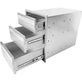 Stainless Steel Outdoor Kitchen Drawers, Flush Mount BBQ Access Drawers with Venting Panel & Handle, Weatherproof for BBQ Island, Patio Grill Station