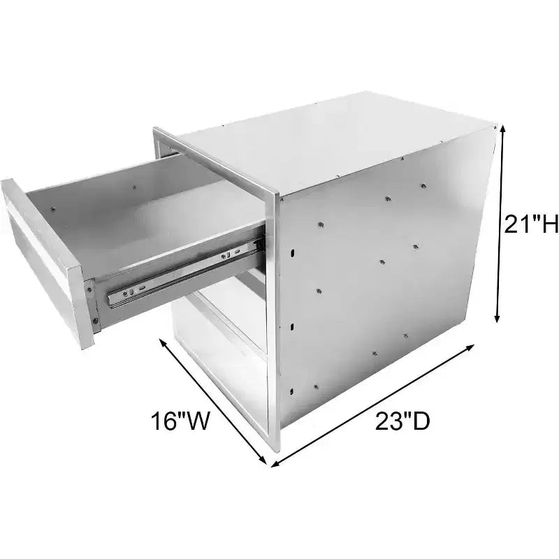 Tiroirs de cuisine d'extérieur en acier inoxydable, tiroirs d'accès pour barbecue encastrables avec panneau de ventilation et poignée, résistants aux intempéries pour îlot de barbecue, station de grillade de patio
