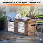 Tiroirs de cuisine d'extérieur en acier inoxydable, tiroirs d'accès pour barbecue encastrables avec panneau de ventilation et poignée, résistants aux intempéries pour îlot de barbecue, station de grillade de patio