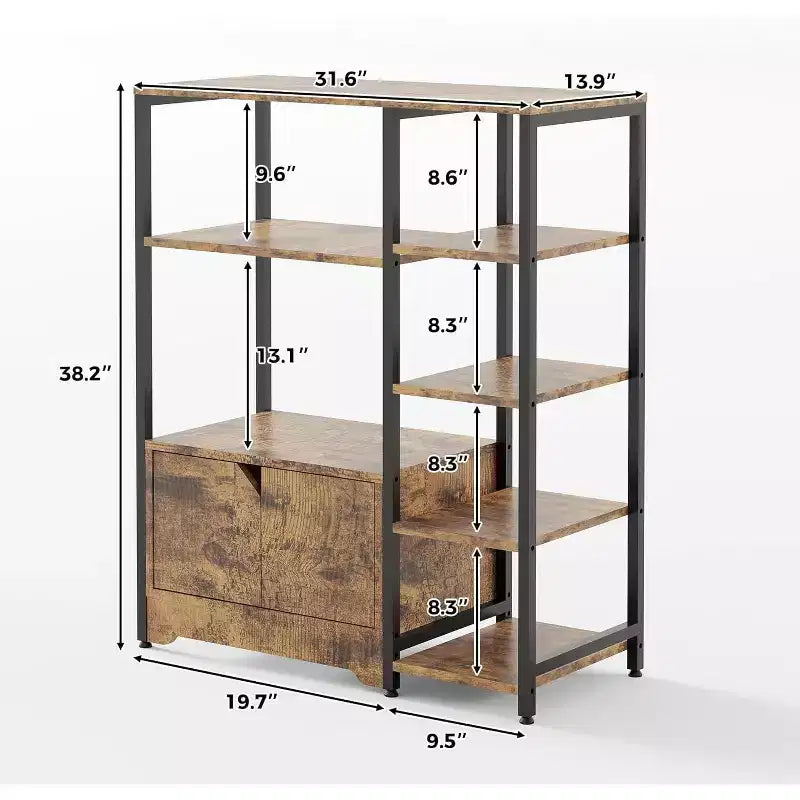 Meuble de cuisine à 5 niveaux avec armoire, organiseur de micro-ondes autoportant de 97 cm avec étagères, station de café pour cuisine, bureau