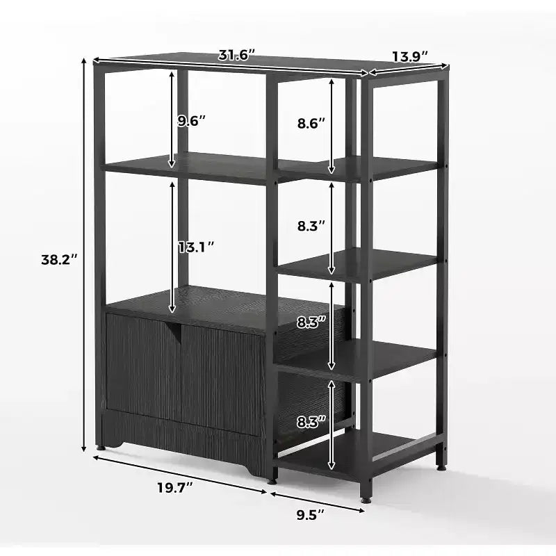 Meuble de cuisine à 5 niveaux avec armoire, organiseur de micro-ondes autoportant de 97 cm avec étagères, station de café pour cuisine, bureau
