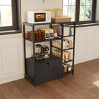 Meuble de cuisine à 5 niveaux avec armoire, organiseur de micro-ondes autoportant de 97 cm avec étagères, station de café pour cuisine, bureau