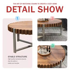 MAYEERTY Table basse moderne en bois naturel veiné, faite à la main, en forme de tambour, avec base robuste, pour salon, 80 cm
