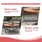 MAYEERTY Table basse moderne en bois naturel veiné, faite à la main, en forme de tambour, avec base robuste, pour salon, 80 cm