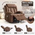 Fauteuil inclinable pivotant sur 360° surdimensionné avec fonctions chauffante et massante. Fauteuil à bascule large pour personnes de grande taille et fortes, 3 positions, porte-gobelets, port USB et pochette. Le fauteuil de relaxation par excellence.