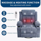 Fauteuil inclinable pivotant sur 360° surdimensionné avec fonctions chauffante et massante. Fauteuil à bascule large pour personnes de grande taille et fortes, 3 positions, porte-gobelets, port USB et pochette. Le fauteuil de relaxation par excellence.