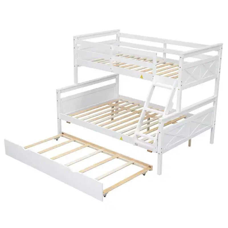 TUYOHW Lit superposé double sur toute la longueur avec échelle et garde-corps, cadre de lit superposé en bois de pin avec lit gigogne double pour enfants, adolescents et adultes.