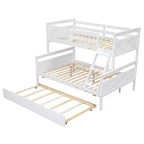 TUYOHW Lit superposé double sur toute la longueur avec échelle et garde-corps, cadre de lit superposé en bois de pin avec lit gigogne double pour enfants, adolescents et adultes.