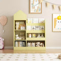 Kids Wooden Bookshelf Toy Storage Organizer with Bookcase, Kid's Big Storage Unit with 6 Compartments 2 Baskets Bins Toys Box Organizer for Books Toys