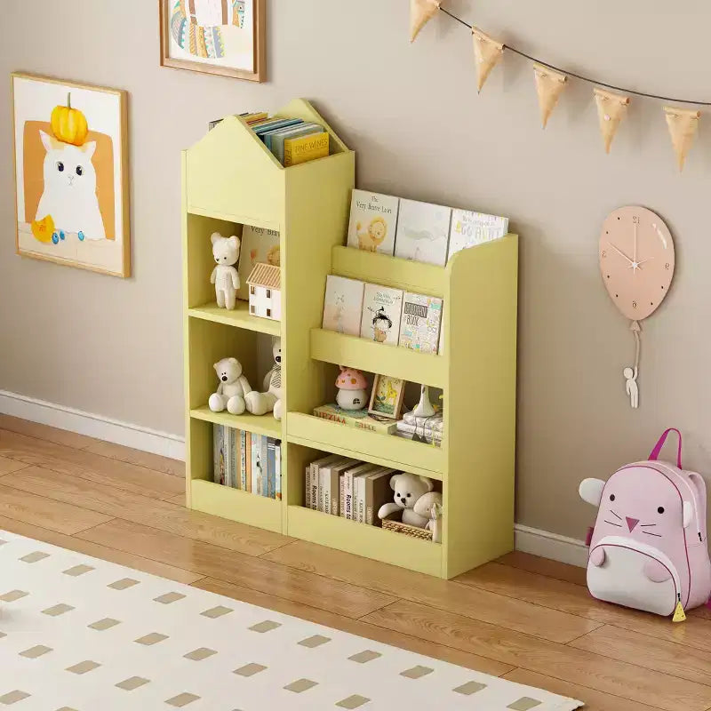 Étagère à Livres en Bois pour Enfants, Organisateur de Rangement de Jouets avec Bibliothèque, Grande Unité de Rangement pour Enfants avec 6 Compartiments, 2 Paniers Bacs Organisateur de Jouets pour Livres