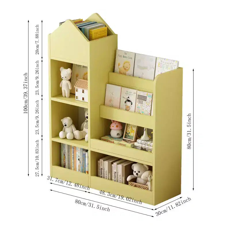 Étagère à Livres en Bois pour Enfants, Organisateur de Rangement de Jouets avec Bibliothèque, Grande Unité de Rangement pour Enfants avec 6 Compartiments, 2 Paniers Bacs Organisateur de Jouets pour Livres