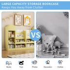 Étagère à Livres en Bois pour Enfants, Organisateur de Rangement de Jouets avec Bibliothèque, Grande Unité de Rangement pour Enfants avec 6 Compartiments, 2 Paniers Bacs Organisateur de Jouets pour Livres