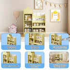 Étagère à Livres en Bois pour Enfants, Organisateur de Rangement de Jouets avec Bibliothèque, Grande Unité de Rangement pour Enfants avec 6 Compartiments, 2 Paniers Bacs Organisateur de Jouets pour Livres