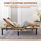 Cadre de lit réglable, inclinaison tête et pieds, cadre de lit ergonomique avec 2 ports USB et veilleuse LED, massage et télécommande sans fil, moteur silencieux, noir
