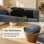 Canapé-lit convertible Dyonery 81 en chenille avec méridienne de rangement réversible, canapé d'angle en L avec couchage d'appoint pour chambre d'amis