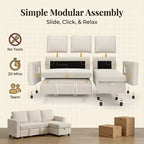 Canapé-lit convertible Dyonery 81 en chenille avec méridienne de rangement réversible, canapé d'angle en L avec couchage d'appoint pour chambre d'amis