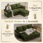 Canapé-lit convertible Dyonery 81 en chenille avec méridienne de rangement réversible, canapé d'angle en L avec couchage d'appoint pour chambre d'amis
