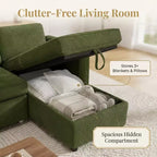 Canapé-lit convertible Dyonery 81 en chenille avec méridienne de rangement réversible, canapé d'angle en L avec couchage d'appoint pour chambre d'amis