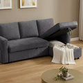 Canapé-lit convertible Dyonery 81 en chenille avec méridienne de rangement réversible, canapé d'angle en L avec couchage d'appoint pour chambre d'amis