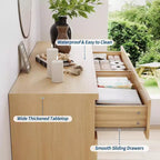 Acekool Commode 6 Tiroirs Cannelés Chêne Naturel Meuble de Rangement Courbé pour Chambre Salon Entrée