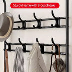 Porte-manteau d'entrée 4-en-1 autoportant avec banc de rangement pour chaussures, étagère à 3 niveaux, tringle de suspension et 8 crochets réglables pour entrée et chambre