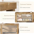 Îlot de cuisine de style campagnard Lantine 55 pouces avec rangement, table de bar centrale en bois à 3 niveaux avec grand comptoir pour cuisine, salle à manger, brun rustique