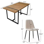 Ensemble de salle à manger moderne 5 pièces, table rectangulaire de 150 cm avec 4 chaises rembourrées, meubles pour petits espaces de cuisine et salle à manger - Panipeachy