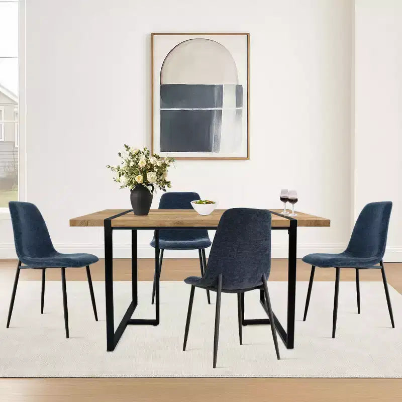 Ensemble de salle à manger moderne 5 pièces, table rectangulaire de 150 cm avec 4 chaises rembourrées, meubles pour petits espaces de cuisine et salle à manger - Panipeachy
