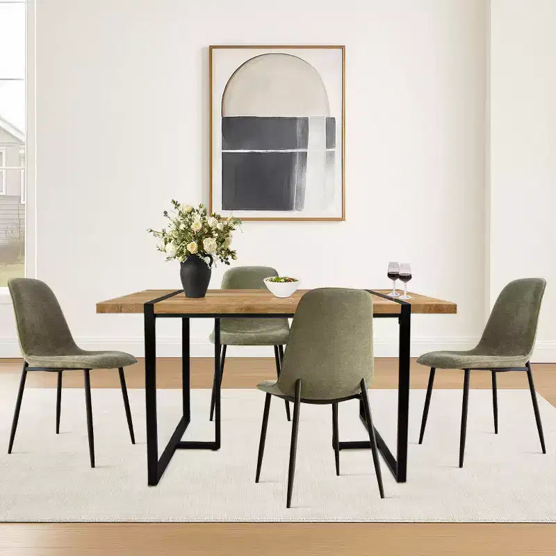 Ensemble de salle à manger moderne 5 pièces, table rectangulaire de 150 cm avec 4 chaises rembourrées, meubles pour petits espaces de cuisine et salle à manger - Panipeachy