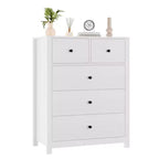 Commode 5 tiroirs - Meuble de rangement moderne en bois de 140 cm de haut avec dispositif anti-basculement pour chambre à coucher, salon, entrée, couloir et bureau à domicile