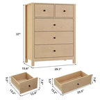 Commode 5 tiroirs - Meuble de rangement moderne en bois de 140 cm de haut avec dispositif anti-basculement pour chambre à coucher, salon, entrée, couloir et bureau à domicile